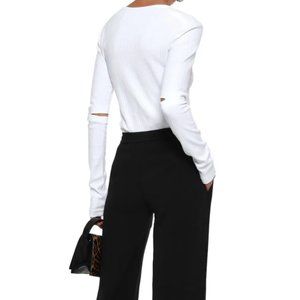 HELMUT LANG Cutout ribbed cotton-jersey top